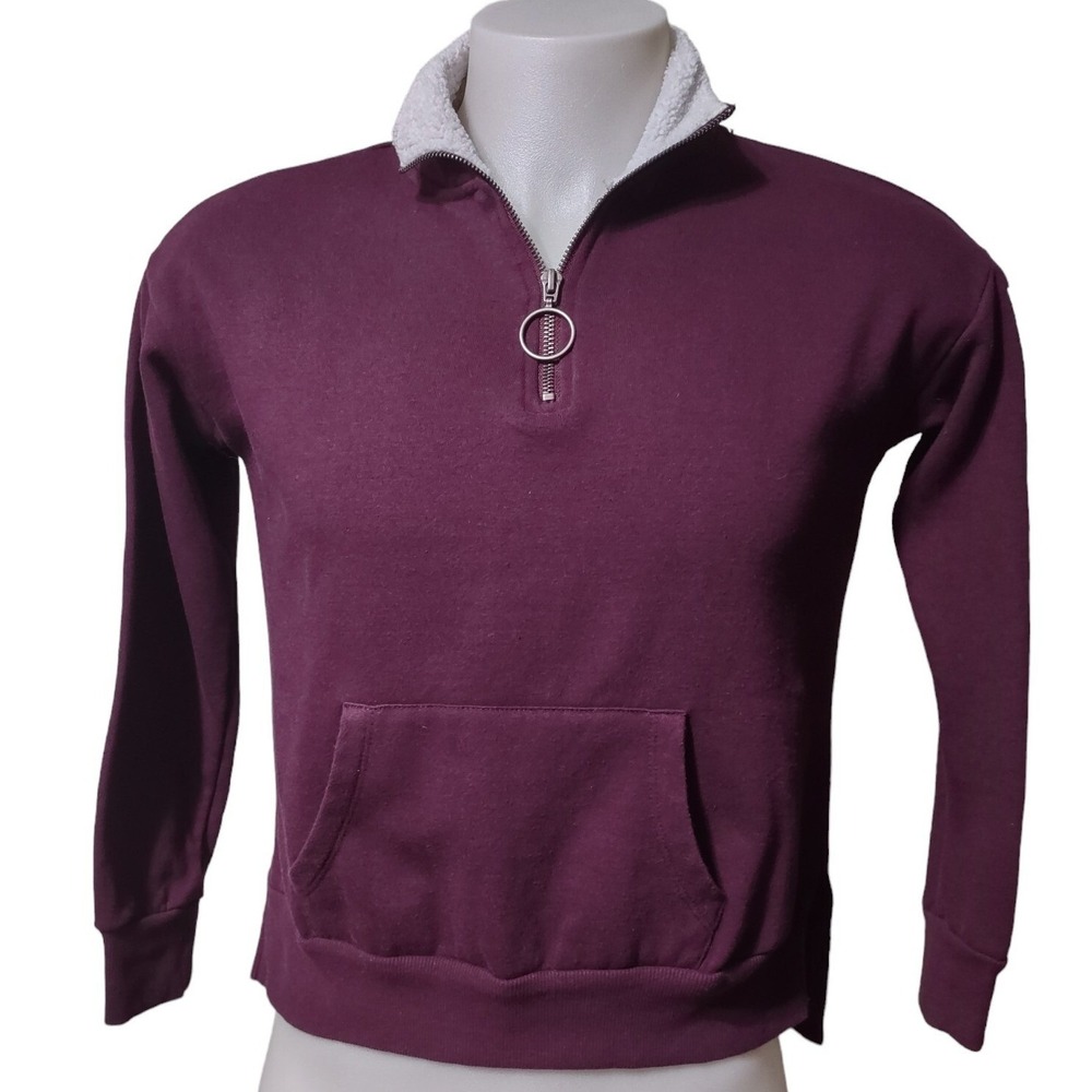 Inspired Hearts Sweatshirt Women's Medium Long Sleeve 1/4 Zip Kangaroo Pocket
